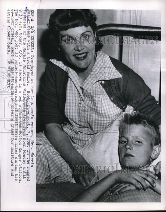 1955 Mrs. Harris Fuller Happy to Have Lost Son Bobby Davenport - Historic Images