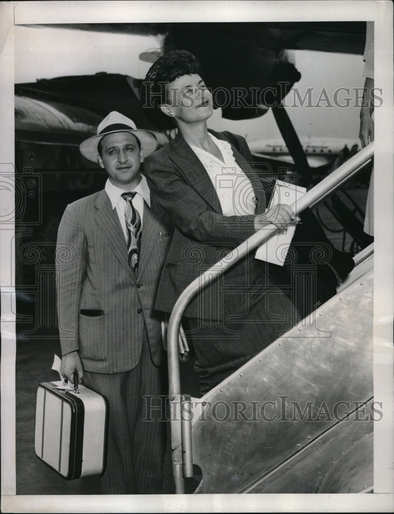 1949 Mrs. Gerhart Eisler Deported from U.S. Boarding a Plane - Historic Images