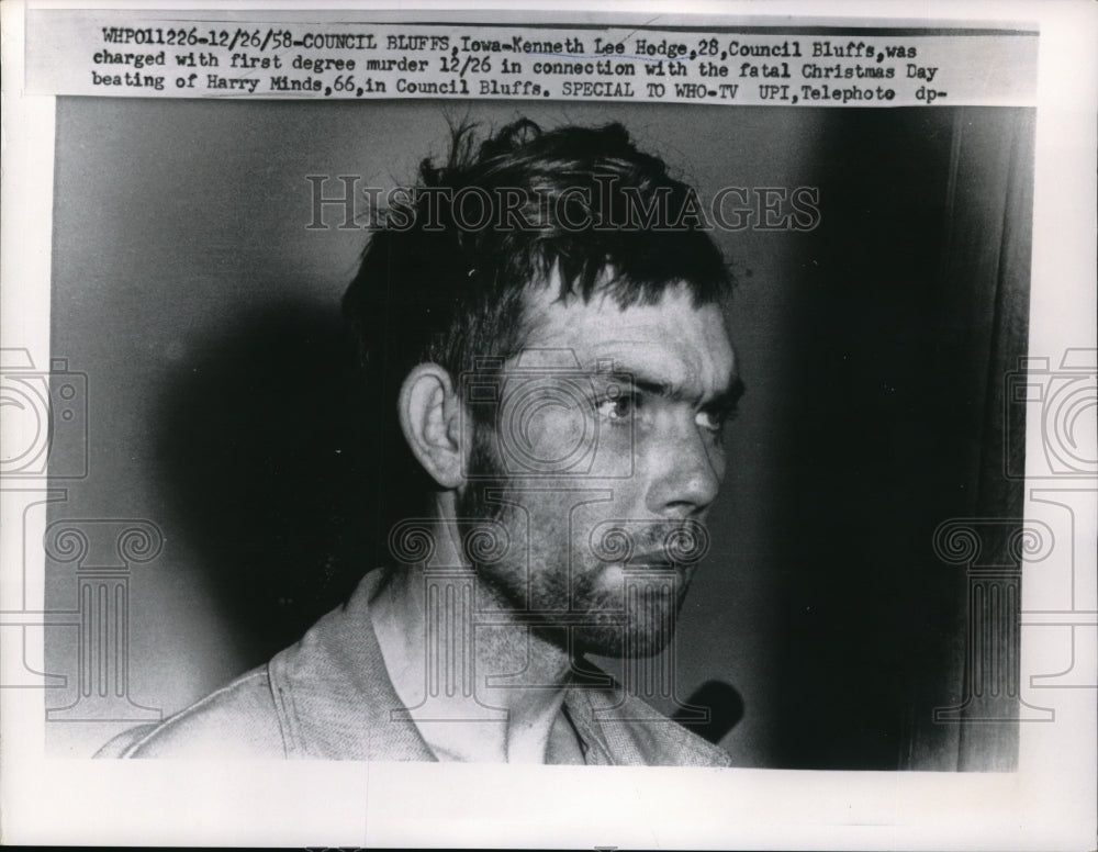 1958 Kenneth Lee Hodge Of Council Bluffs, IA Charged With Murder - Historic Images