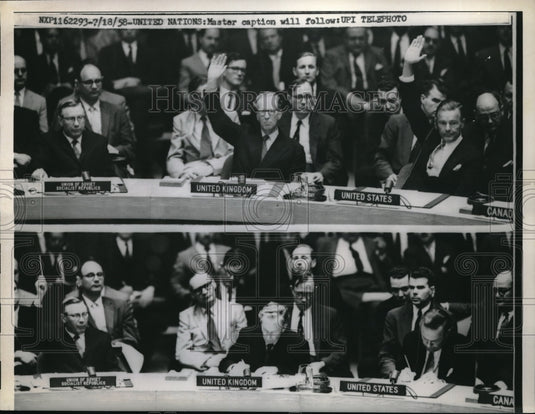 1958 Great Britain's Sir Pierson Dixon & US Delegate Henry Calbot - Historic Images