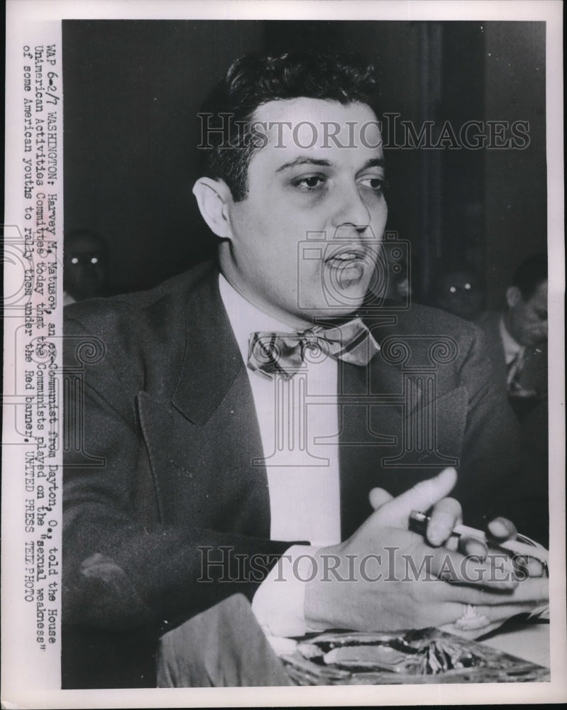 1952 Press Photo wash.D.C. Harvey Matusov, ex Communist party member-Historic Images