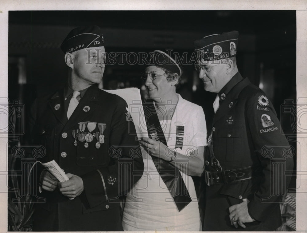 1937 Press Photo Alfred Piquerney &amp; Frank Crowley of American Legion, Rose Kline - Historic Images