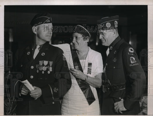 1937 Press Photo Alfred Piquerney & Frank Crowley of American Legion, Rose Kline - Historic Images