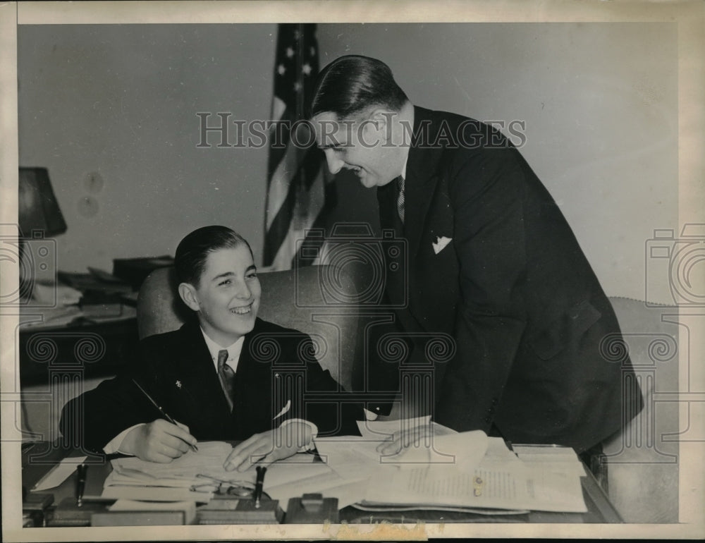 1936 Borough President James J. Lyons, Big Brother, John Sullivan - Historic Images