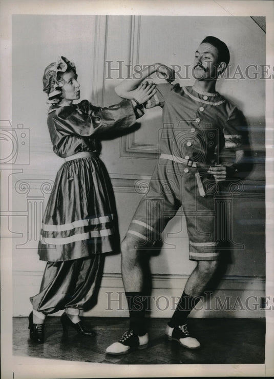 1937 Press Photo Mrs Clay Boland, Gilbert Herman in Charity Ball play in Phila. - Historic Images
