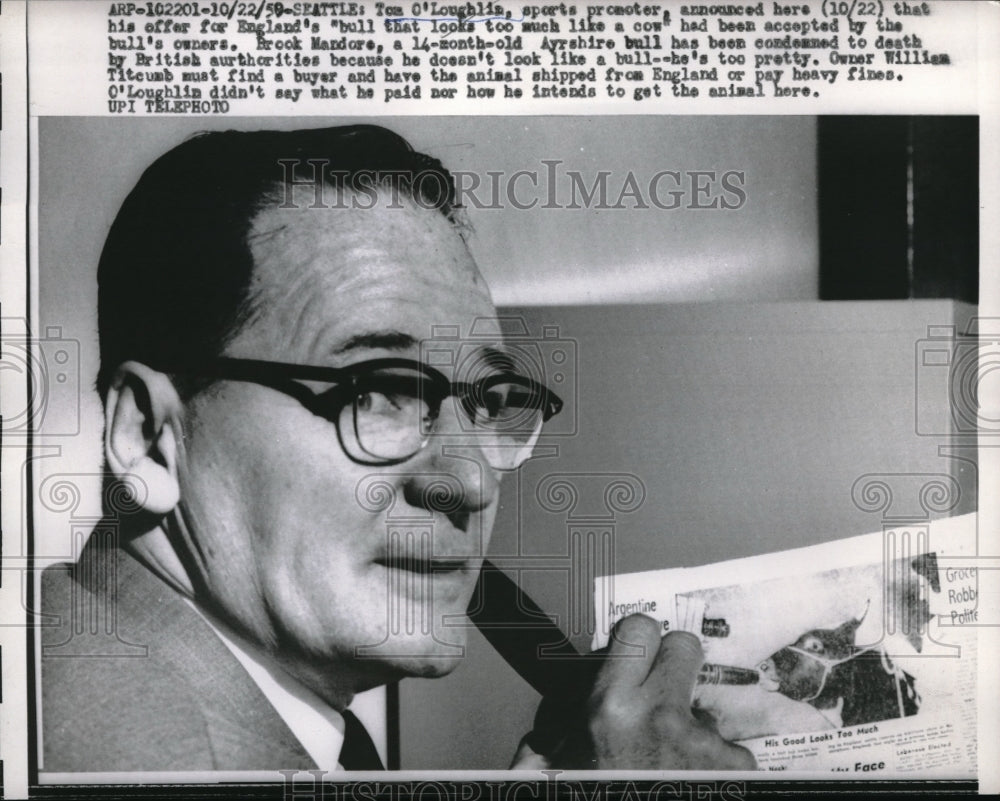 1959 Seattle, Wash. Tom O'Laoghin, sports promoter - Historic Images