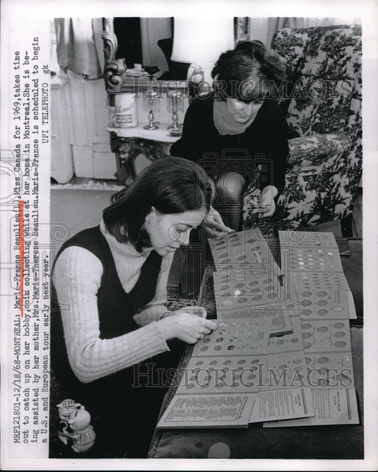 1968 Press Photo Montreal, Marie-France Beaulieu Miss Canada 1969 & her mom - Historic Images