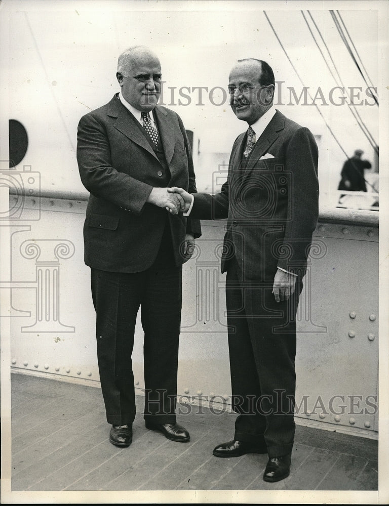 1933 Press Photo NYC Mayor John O'Brien & Joseph Grace of Grace Liner Co.-Historic Images
