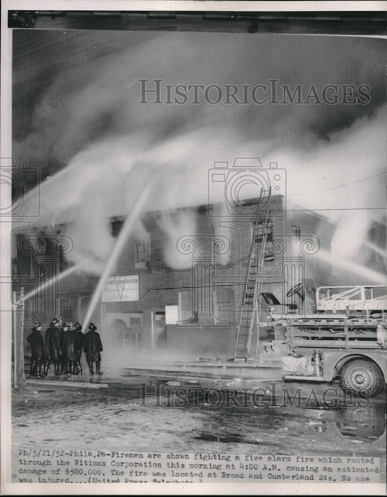 1952 Press Photo Firemen Philadelphia vitimax Corp - Historic Images