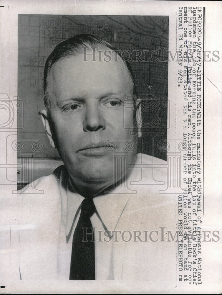 1957 Press Photo Little Rock Arkansas Chief Of Police Marvin Potts - Historic Images