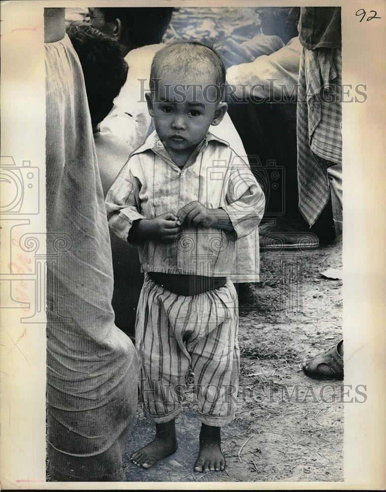 1970 Press Photo Young Cambodian Boy in Vietnamese Refugee Camp Near Saigon - Historic Images