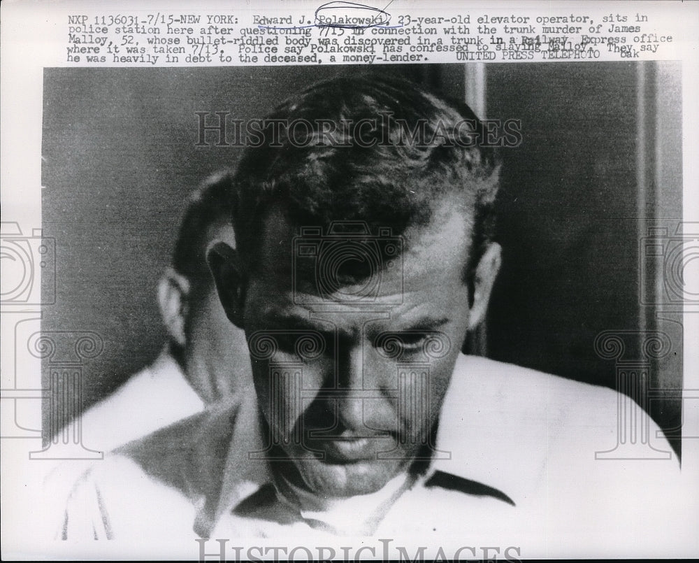 1957 Press Photo Edward Polakowski, 23, questioned in connection with murder - Historic Images