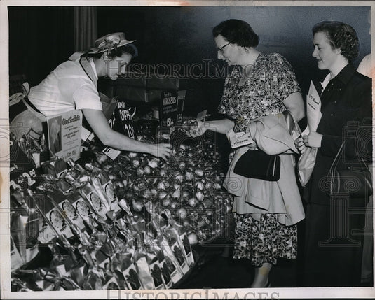 1955 Press Photo Women Shopping Flower Bulbs - Historic Images