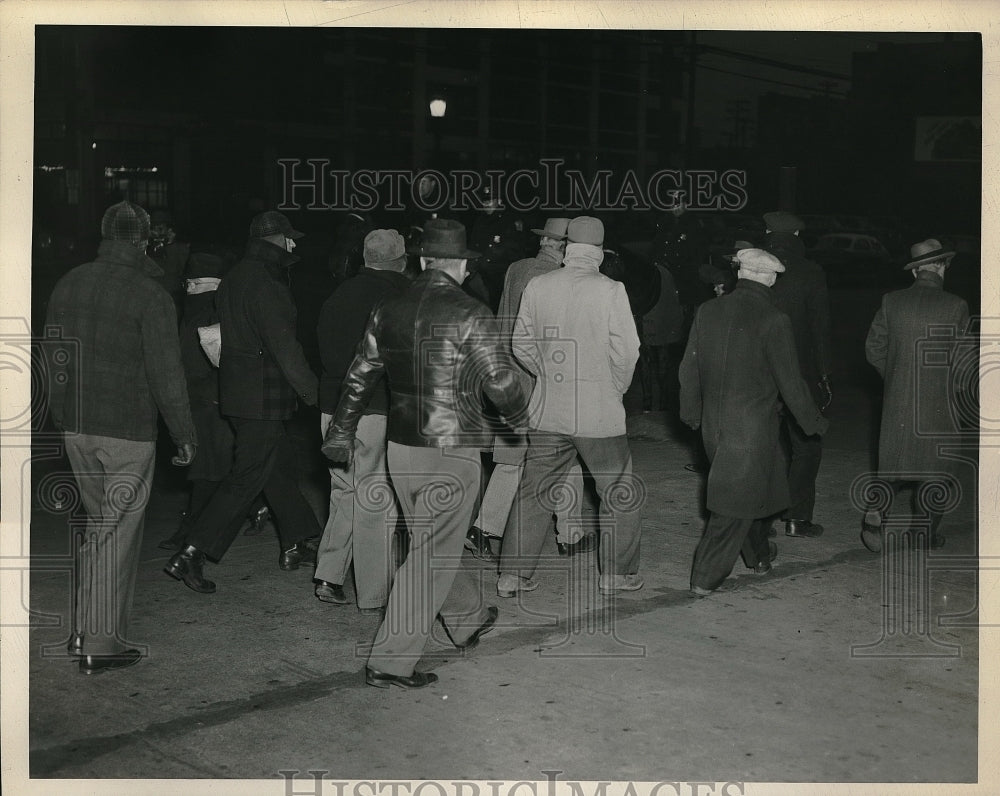 1948 Group Of Men Walk Picket Line While On Strike - Historic Images