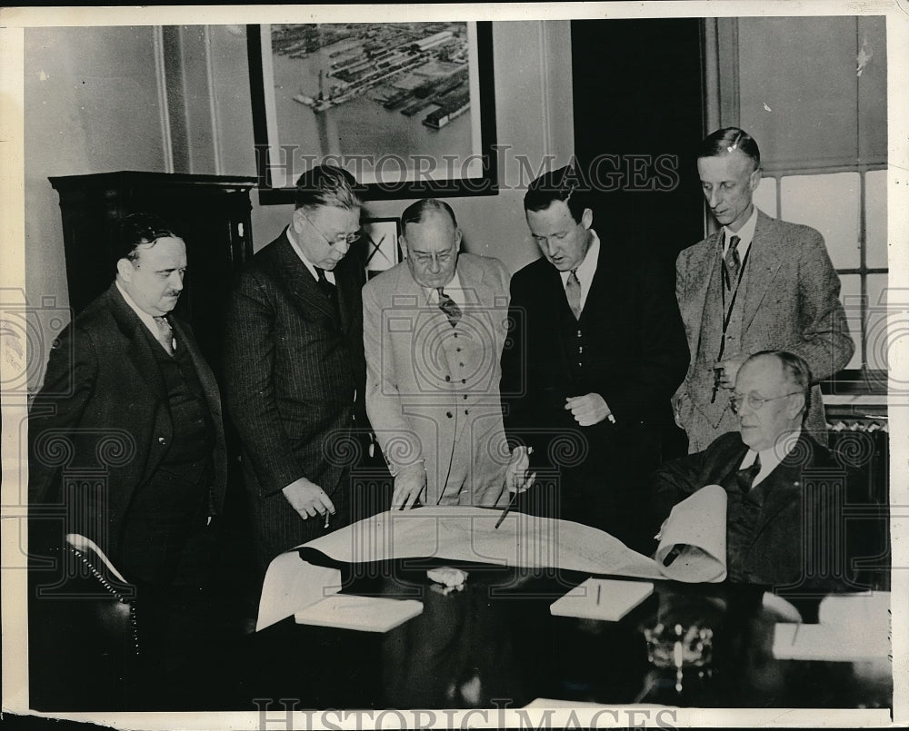 1934 Press Photo Delaware Bridge Commission in Pa. FR Hanna,WH Gravell-Historic Images