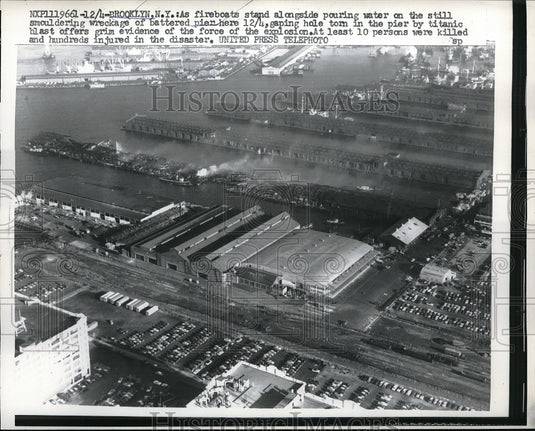 1956 Fire Boats Along Side Brooklyn Pier Destroyed By Explosion-Historic Images