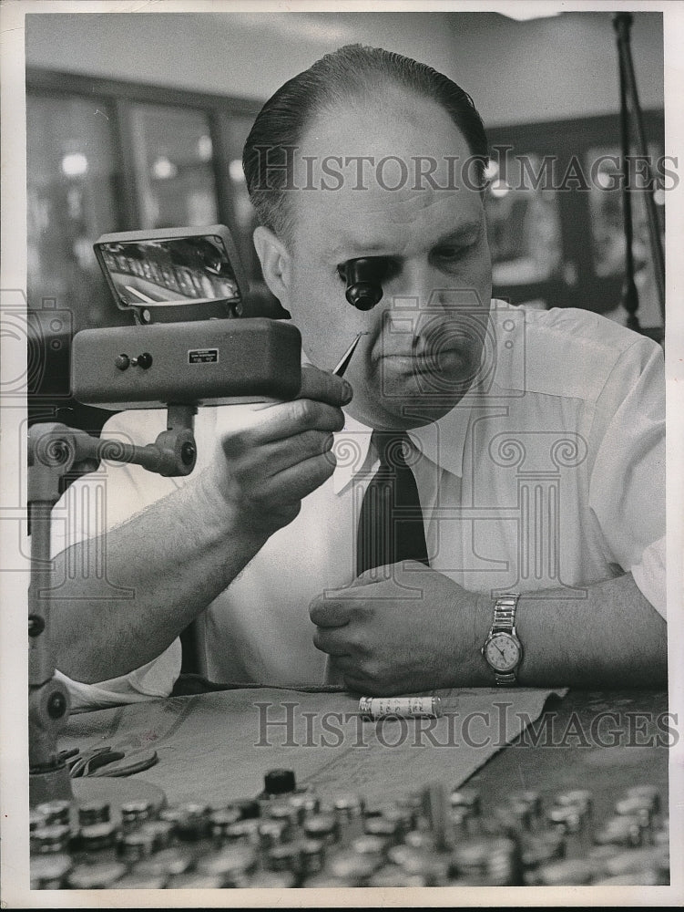 1956 Leonard J. Grigas, Garage Inspector at Warner &amp; Swasey Co. - Historic Images