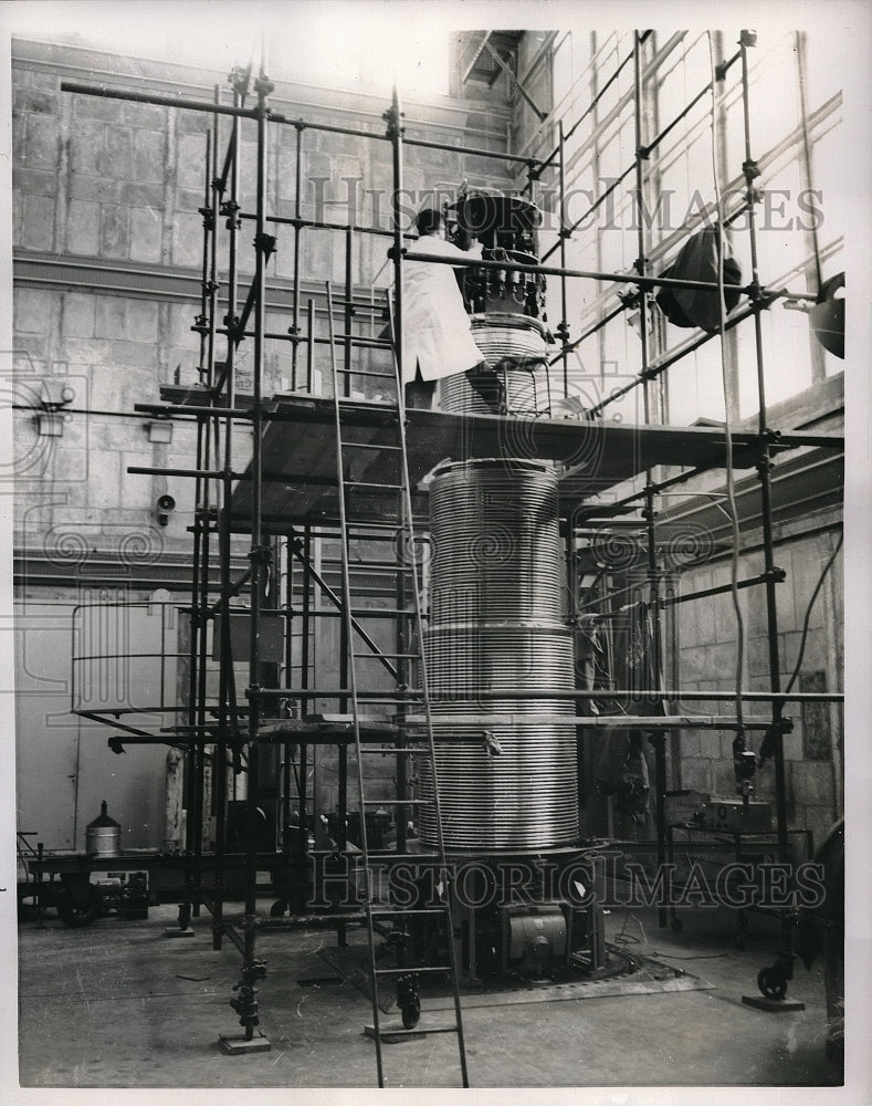 1954 VanDe Graaf Atom condenser at French Nuclear study center-Historic Images