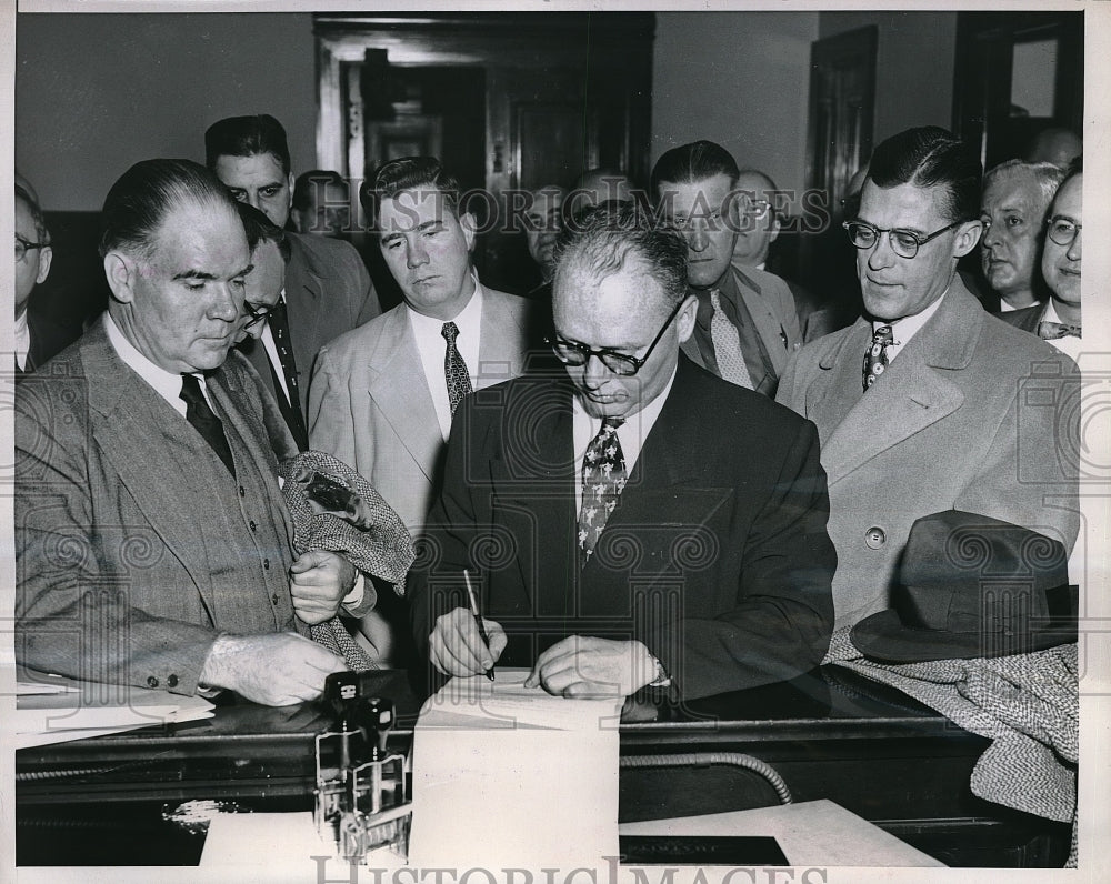 1953 Press Photo Chicago, Judge Don Gregg, Atty Fred Rohde,atty Al Jenner-Historic Images