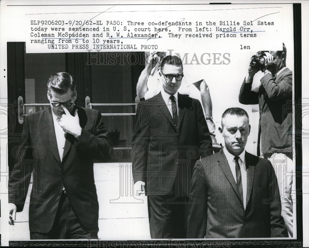 1962 Press Photo Harold Orr, Coleman McSpadden and R.W. Alexander Sentenced - Historic Images