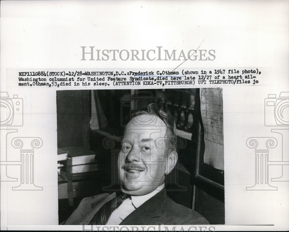 1959 Wash.D.C. Frederick Othman, columnist of United feature - Historic Images