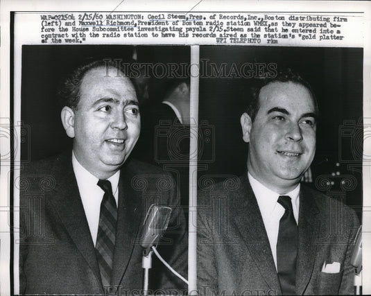 1960 Press Photo Wash.D.C. Cecil Steem, Pres of Records Inc & Maxwell Richmond - Historic Images