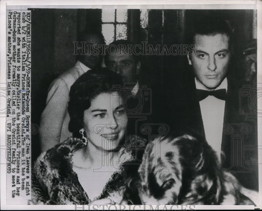 1959 Press Photo Ex Queen Soraya of Iran & Italian Prince Raimono Orsini - Historic Images