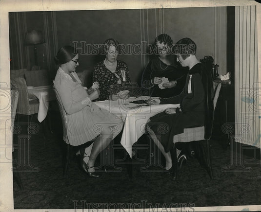 1928 Mrs AE Needham, HP Syester, Mrs OJ peeling at bridge - Historic Images