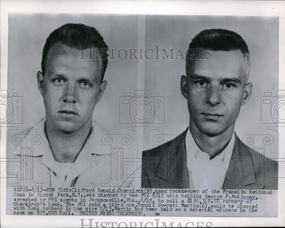 1954 Press Photo Clifford Donald Oberkirch Charged With Helping - Historic Images