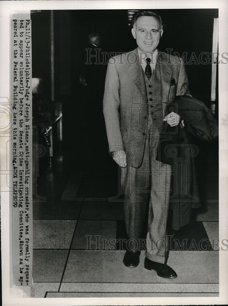 1950 Press Photo Judge Joseph Sloane Senate Crime Investigating Committee - Historic Images