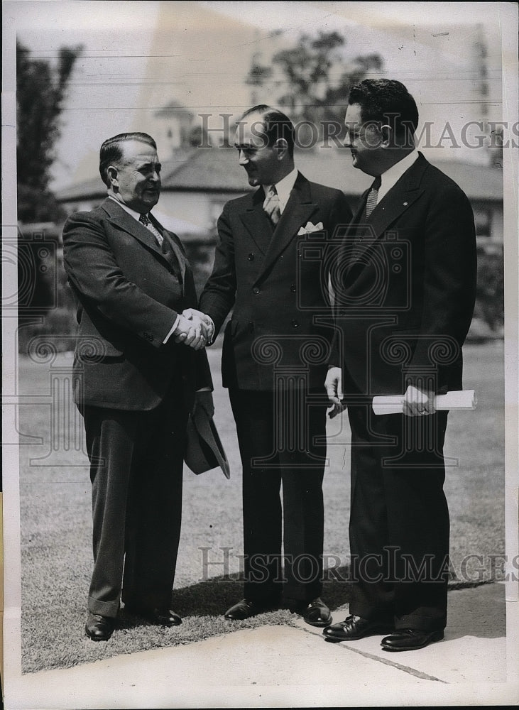 1934 Mayor Frank Shaw, Col. Carlos Huntington, Bernard Kreiselmann - Historic Images