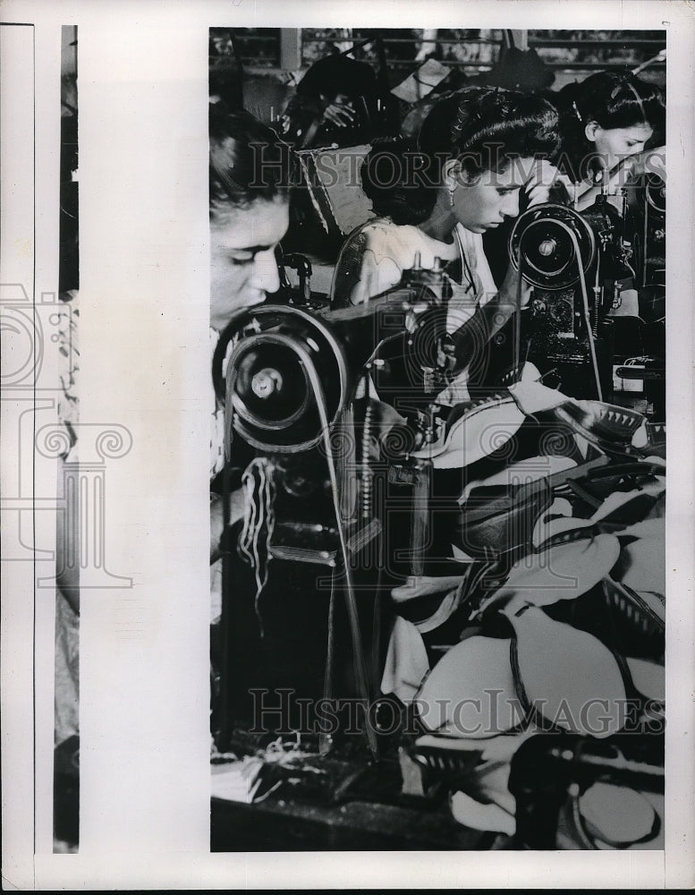 1949 Puerto Rican factory workers making shoes-Historic Images