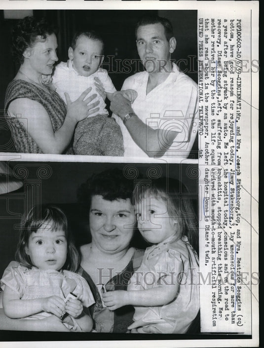1959 Press Photo Cinncinati, Ohio Mr & Mrs Joseph Stukenborg & babies - Historic Images
