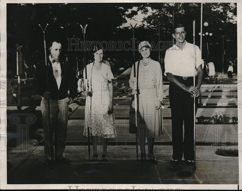 1932 Press Photo Shuffleboard Champs, A.J. Notestine, Celia Logan, Percer, Novak - Historic Images