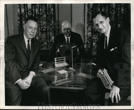 1961 Press Photo Chicago, Ill. US Steel director Rbt Myers,WS Smith,Rbt Holmes - Historic Images