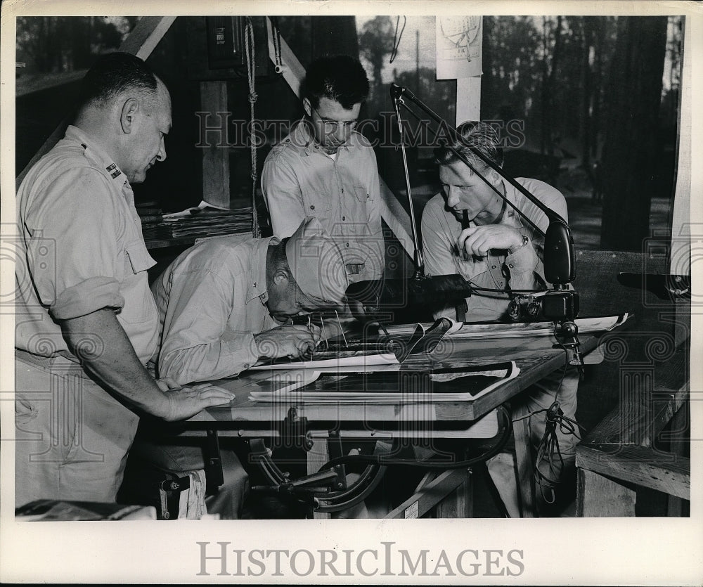 1944 Brig Gen Claude Larkin Closely Examines Photos-Historic Images