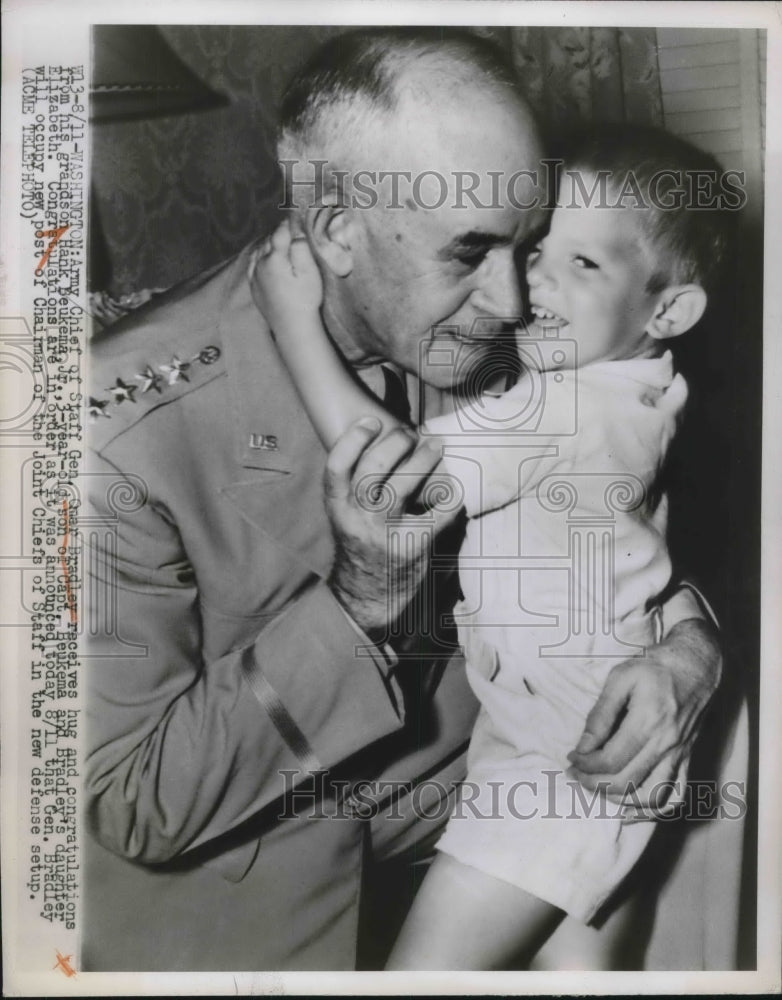 1949 Press Photo Army Chief of Staff Gen. Omar Bradley, Grandson Hank Beukema- Historic Images