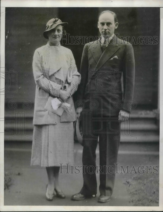 1933 Press Photo Former Princess Ami Rosso Di Cerami & new husband HB Rudd - Historic Images