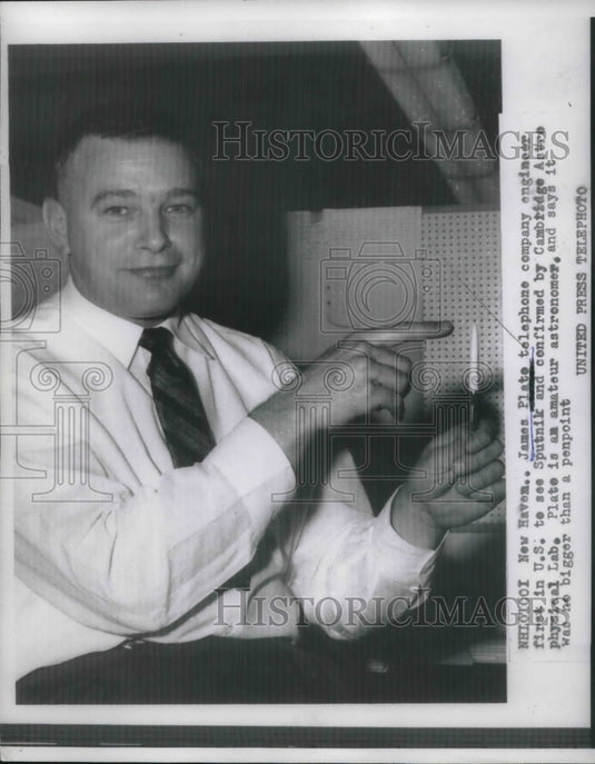 1957 James Plate Telephone Comp. Engineer if first in U.S. - Historic Images