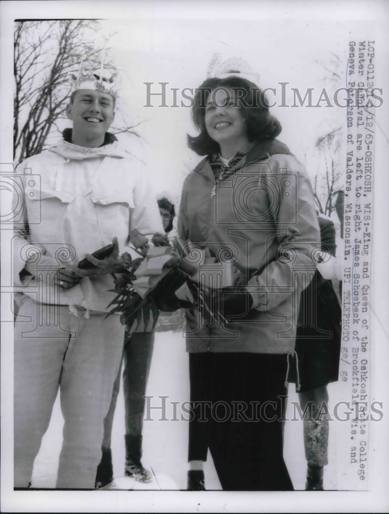 1963 King &amp; Queen of Oshkosh State College Winter Carnival WI - Historic Images