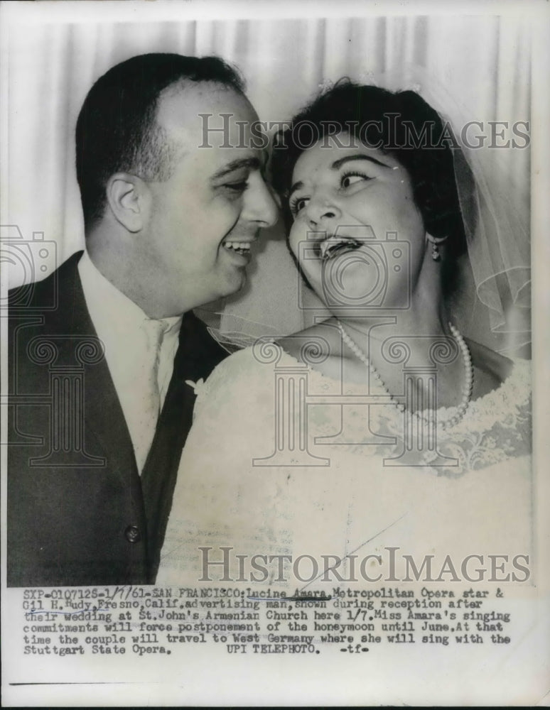 1961 Press Photo San Francisco, Lucina Amara, Opera star weds Gil H Rudy - Historic Images