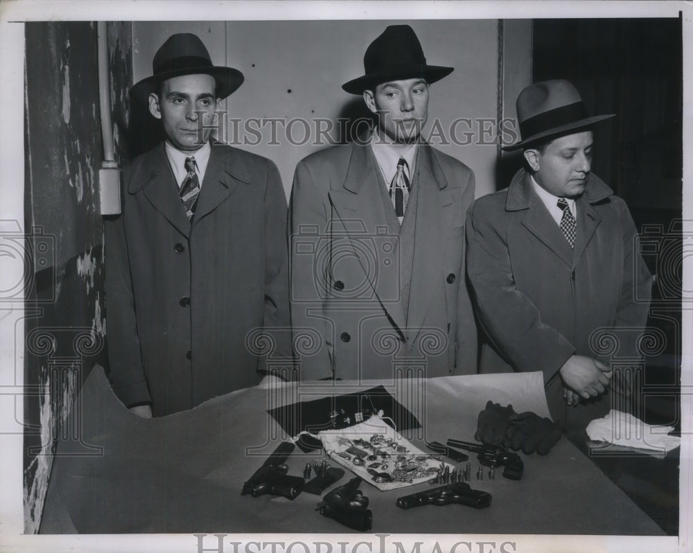 1947 Press Photo Holdup Men Held, Milton Ortner, Louis Obler, Meyer Friedberg - Historic Images