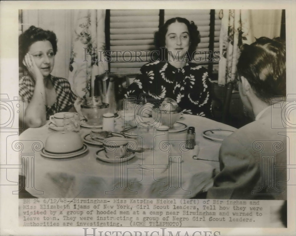 1948 Press Photo Birmingham Katherine Nickel, Elizabeth Ijambs, Girl Scout leade - Historic Images