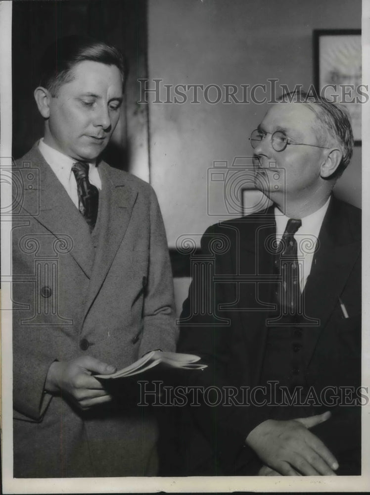 1933 Press Photo William F. Aurand, Punched by Pastor, Attorney Paul Brady - Historic Images