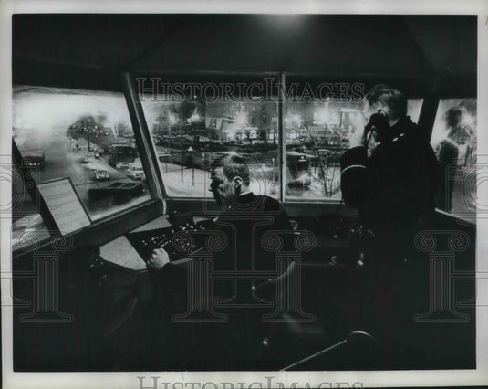 1963 Policemen Tommy Nilsson & Hans Gustafsson in Traffic Tower-Historic Images