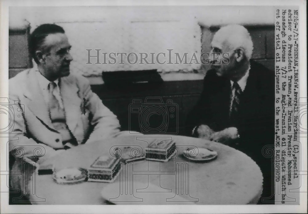 1951 Press Photo Presidential Advisor W Averall Harriman Discusses - Historic Images