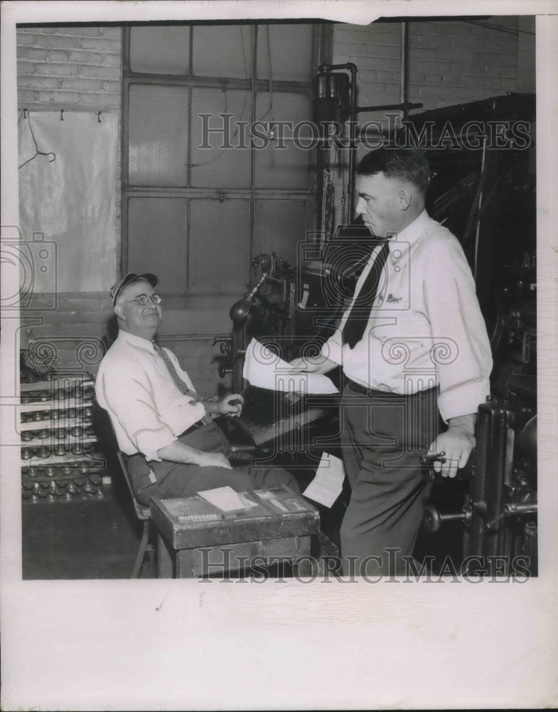 1950 Earl Dear and Milt Sterling in Composing Room - Historic Images