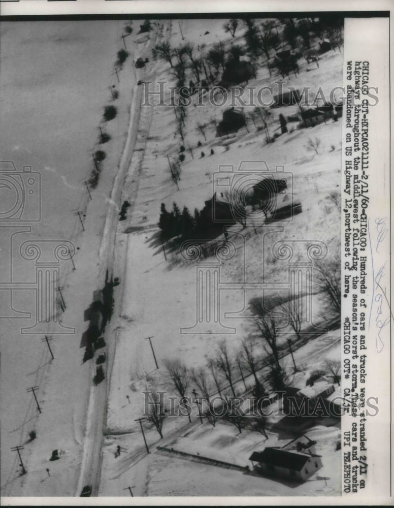 1960 Hundreds of cars &amp; trucks stranded on the highway throughout-Historic Images