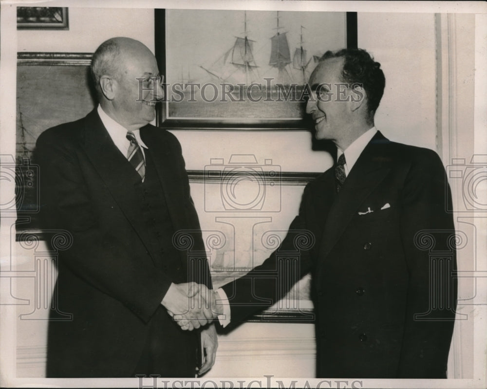 1939 Press Photo retiring Atty. Gen. Homer Cummings & successor Frank Murphy - Historic Images