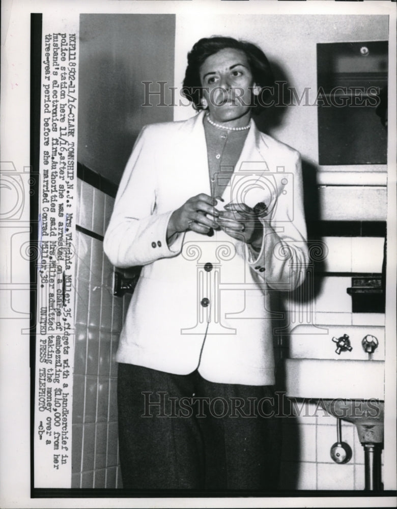 1956 Press Photo Clark township, N.J. Mrs  Virginia Miller  for embezzelment - Historic Images